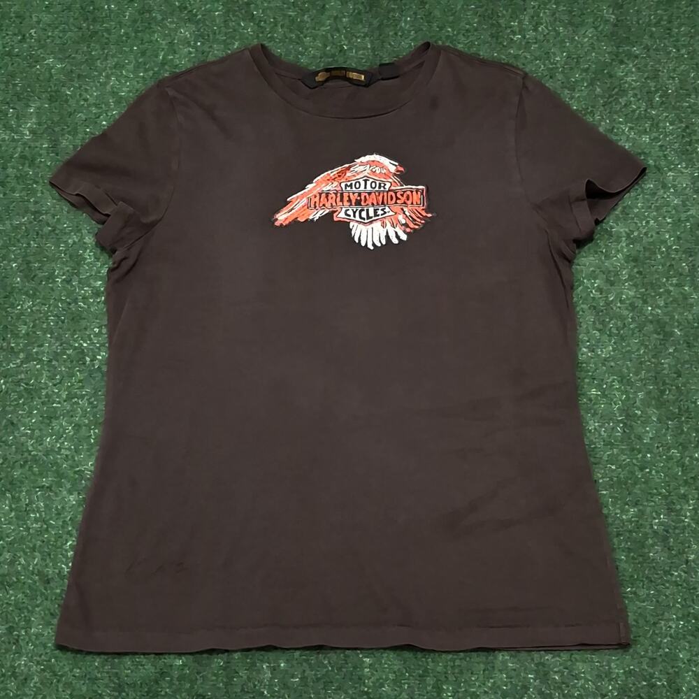 Harley-Davidson Women's T-Shirt Dark Grey Embroidered Eagle Badge Size L